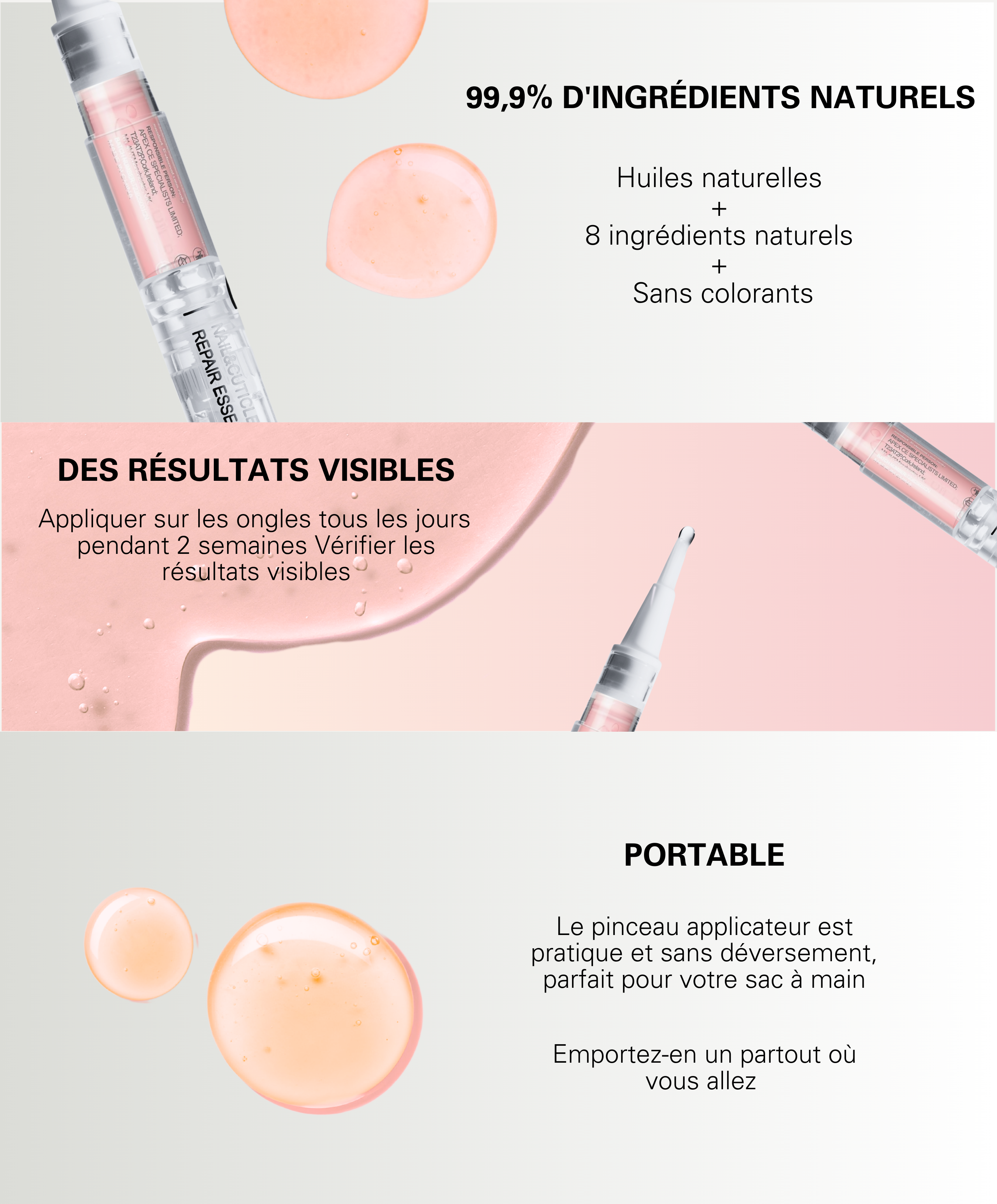 Dissolvant d'ongles et huile nourrissante 2 en 1 