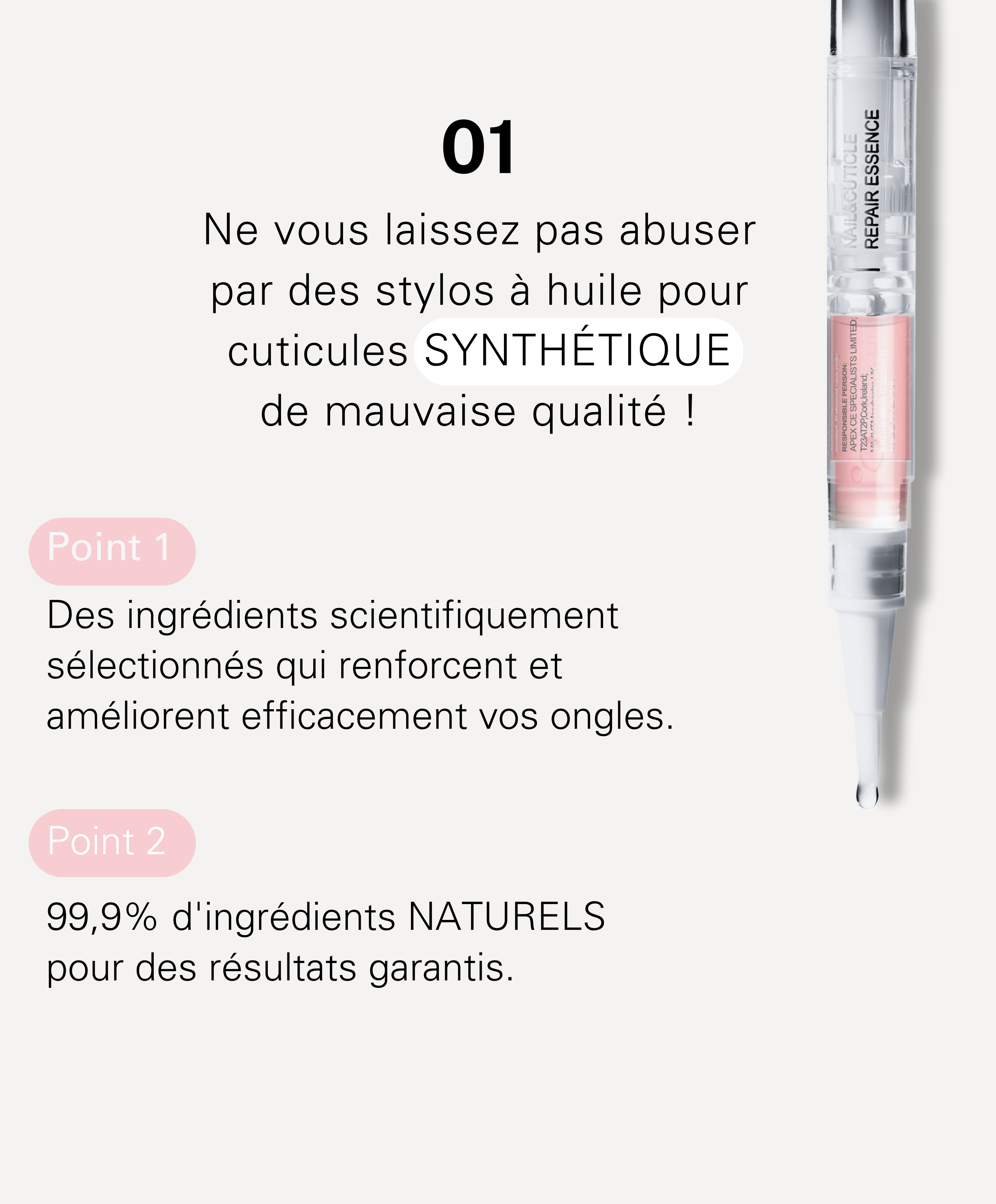 Dissolvant d'ongles et huile nourrissante 2 en 1 